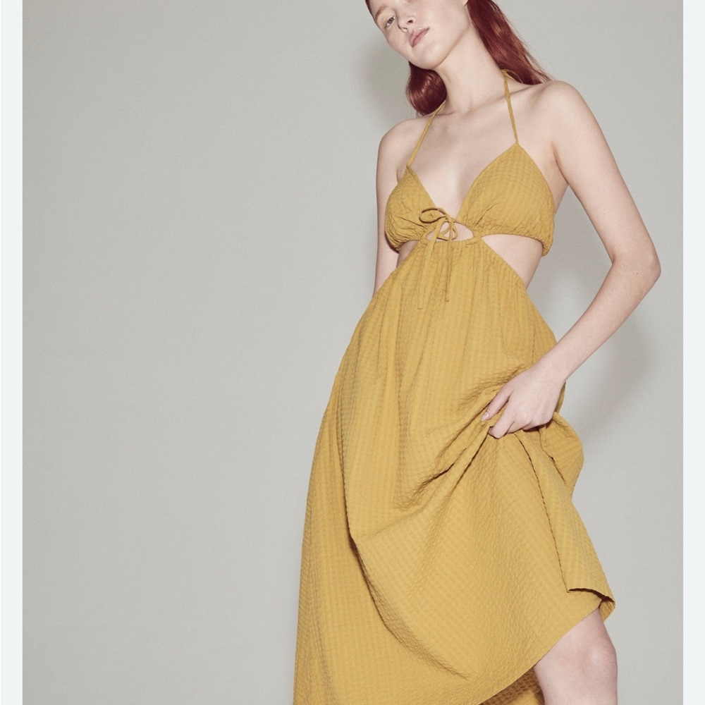 Elegant Mustard Halter Dress